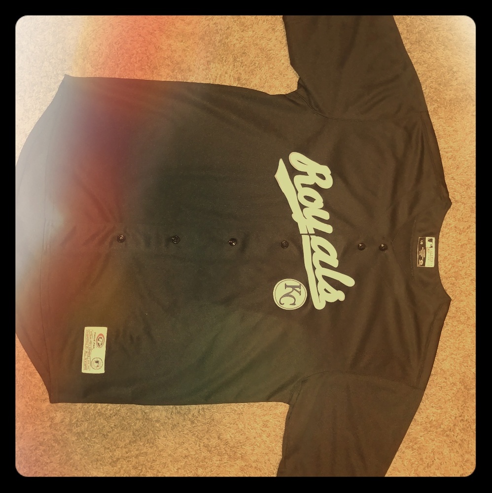 KC Royals Black button up baseball jersey